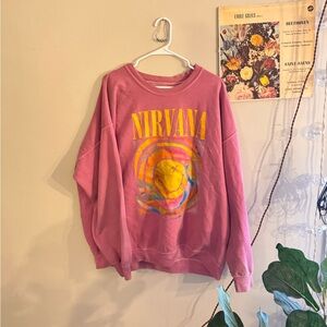 Urban Outfitters pink Nirvana oversized crew neck great condition